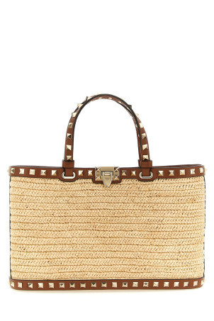 Valentino Garavani 'Rockstud' small shopping bag Beige