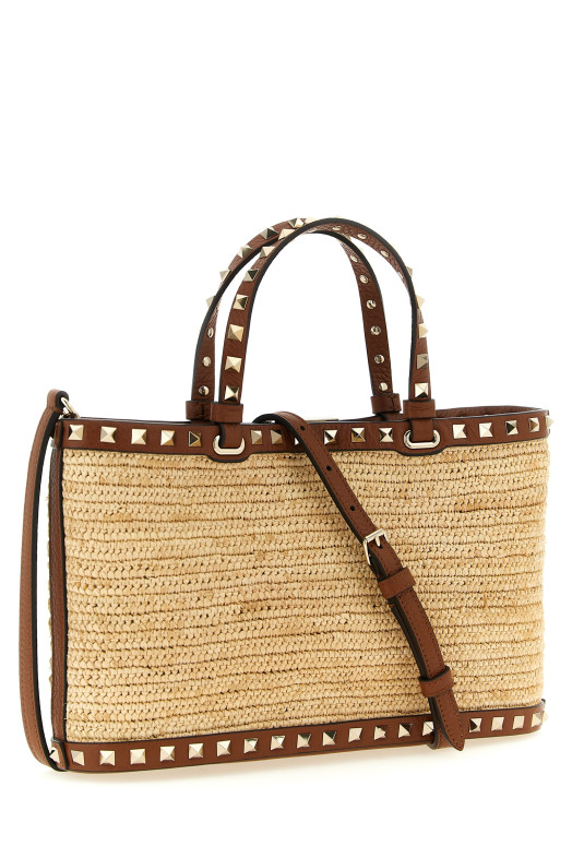 Valentino Garavani 'Rockstud' small shopping bag Beige