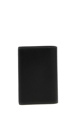 Logo leather passport holder Black
