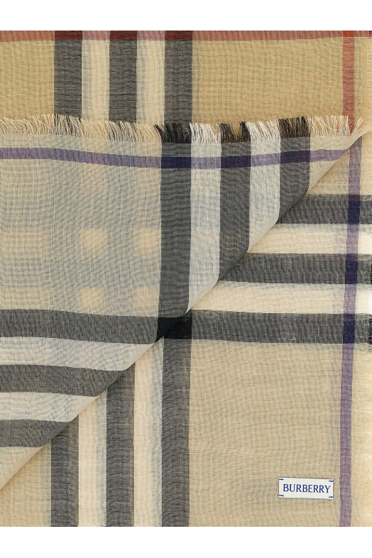 Check reversible scarf Beige