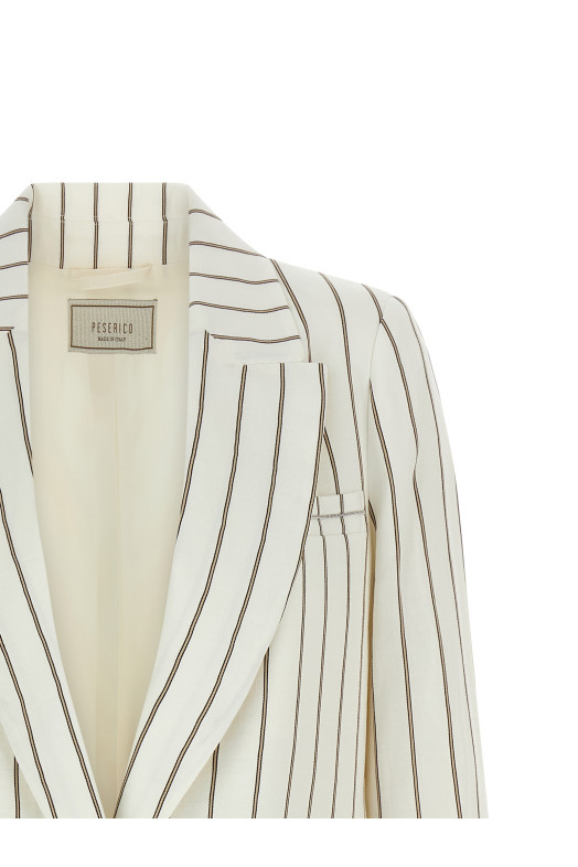 Pinstripe twill blazer White