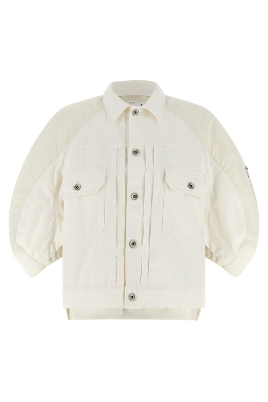 Hybrid bomber jacket White