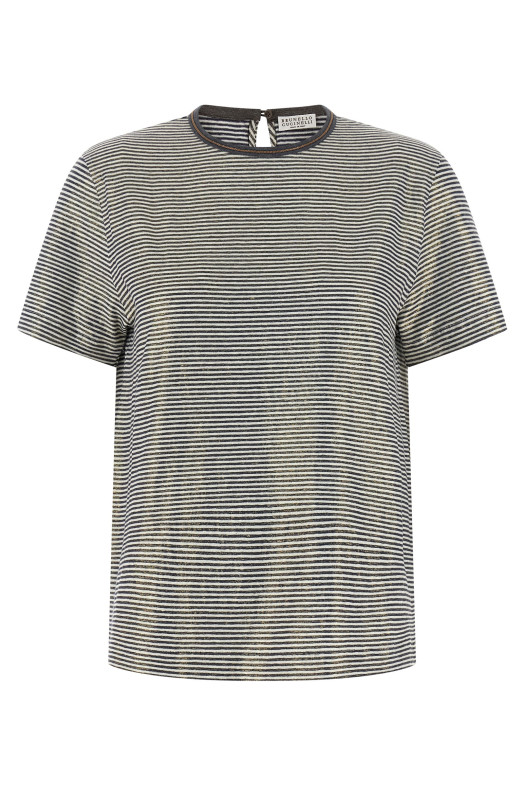 'Shiny Collar Detail' T-shirt Multicolor