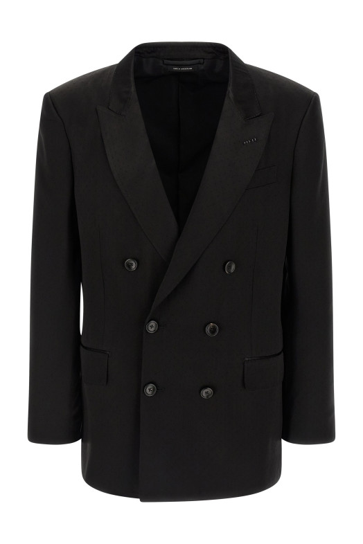 Tone-on-tone polka dot blazer Black