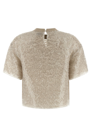 'Dazzling Cascade Embroidery' T-shirt Beige