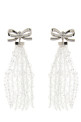 'Bow Beaded Waterfall' earrings Silver