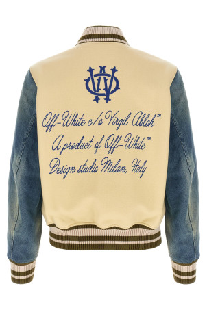 'Gothic Wool Denim Varsity' bomber jacket Multicolor