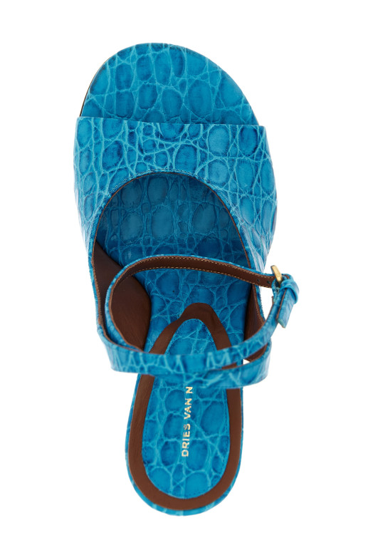 Embossed leather sandals BLUE