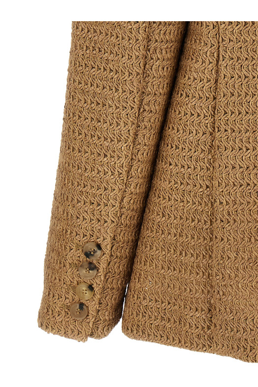 Braided raffia blazer Beige