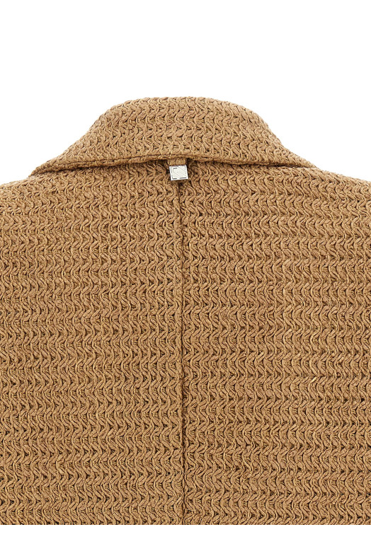 Braided raffia blazer Beige