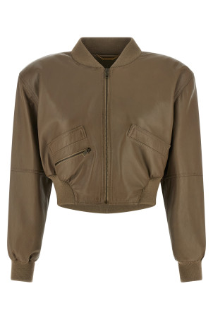Cropped bomber jacket Brown