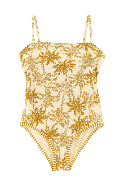 'Tropical' one-piece swimsuit Beige