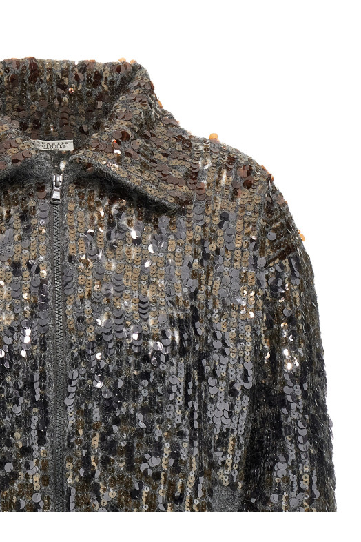 'Dazzling Dégradé Embroidery' cardigan Gray