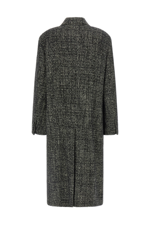 Bouclé wool coat Black-grey