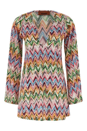 Zig zag embroidery dress Multicolor