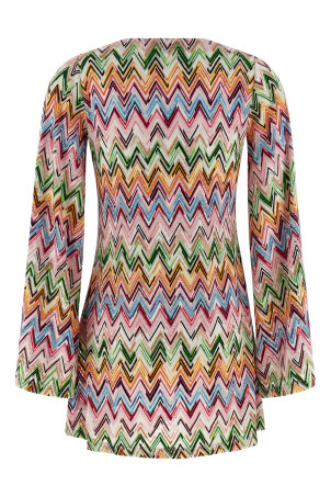 Zig zag embroidery dress Multicolor