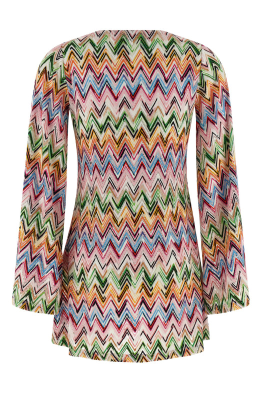 Zig zag embroidery dress Multicolor