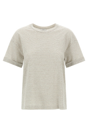 Lamé stripes t-shirt Beige