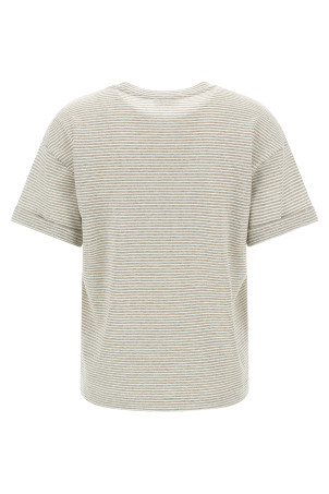 Lamé stripes t-shirt Beige
