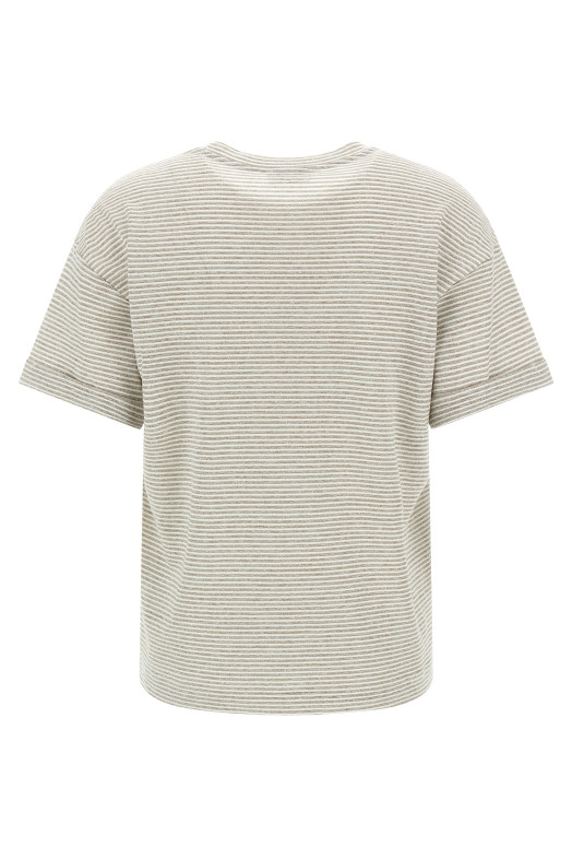 Lamé stripes t-shirt Beige