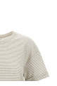 Lamé stripes t-shirt Beige