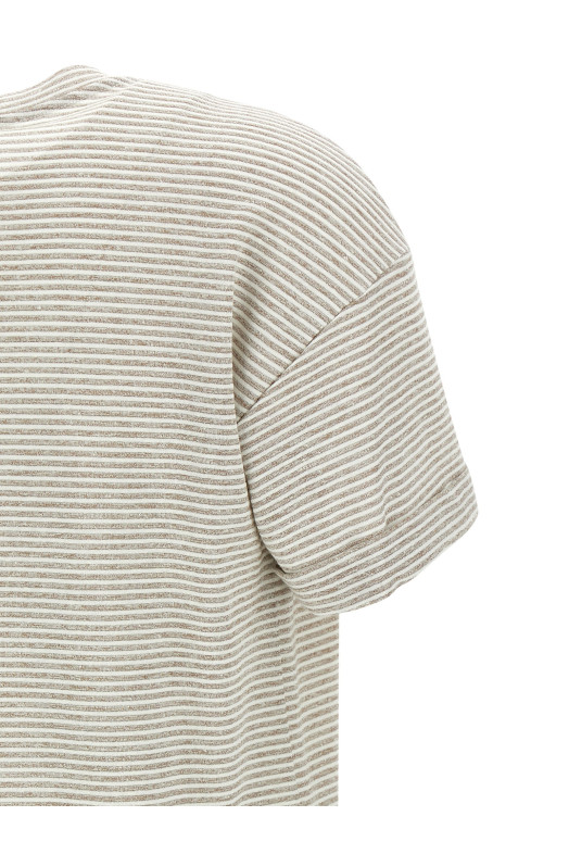 Lamé stripes t-shirt Beige