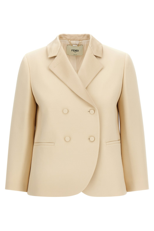Silk lapel blazer Beige
