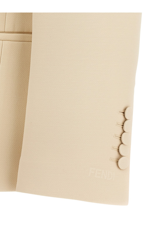 Silk lapel blazer Beige