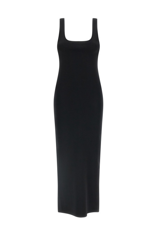 Squared neckline dress Black