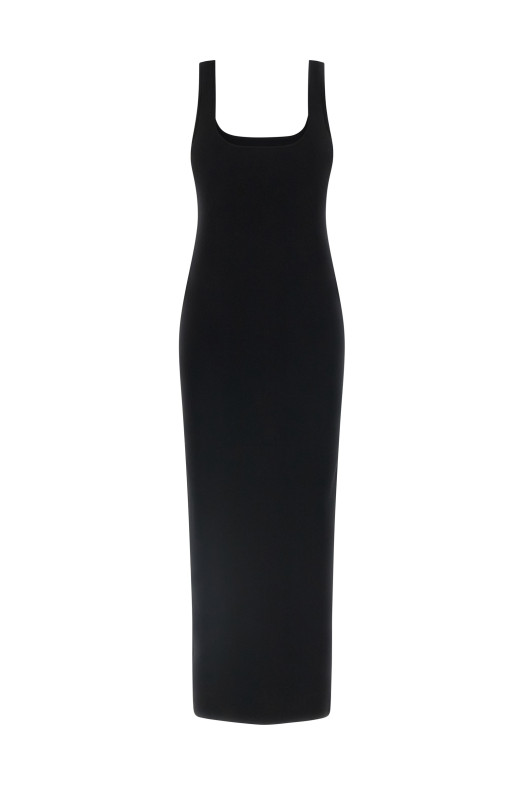 Squared neckline dress Black