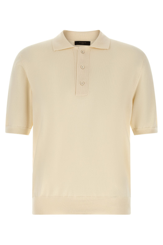 Cotton knit polo shirt Beige