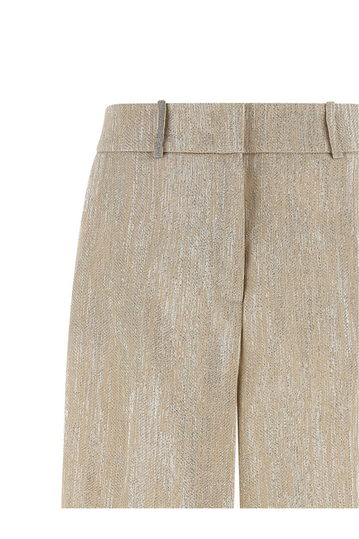 Lamé thread trousers Beige