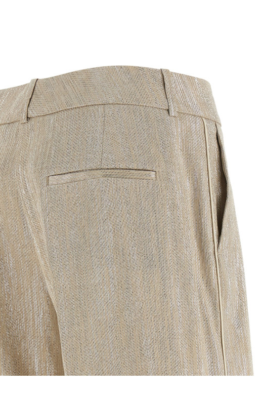 Lamé thread trousers Beige