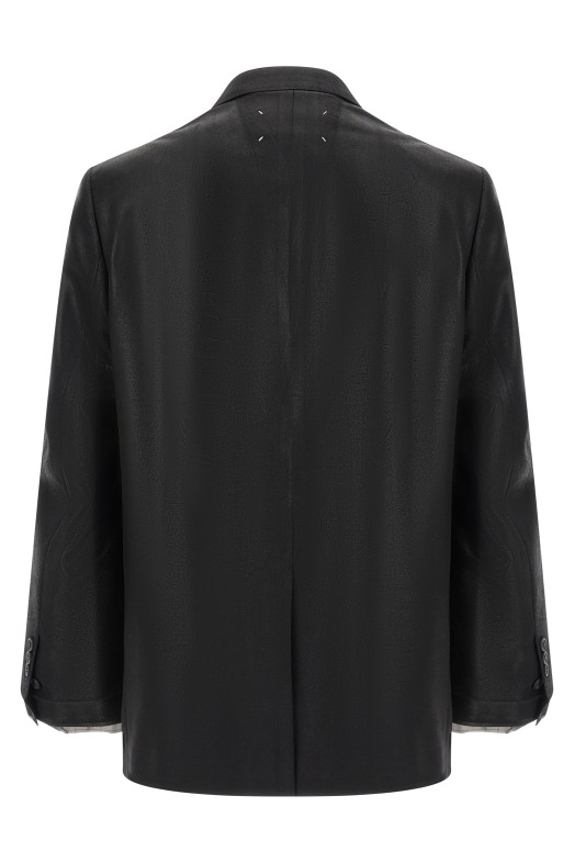 Foiled wool blazer Black