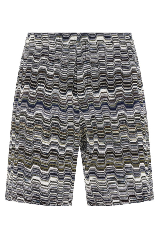 Irregular zigzag bermuda shorts Green