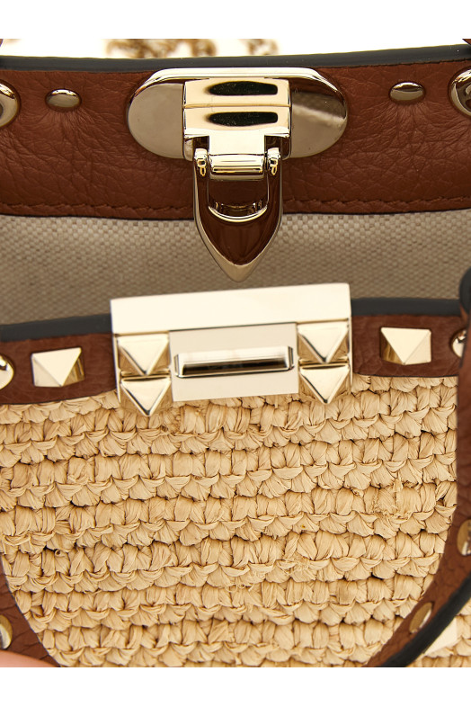 Valentino Garavani 'Rockstud' mini shopping bag Beige