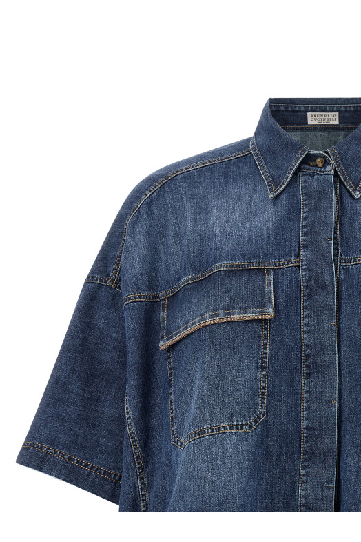 'Shiny Pockets' shirt Blue