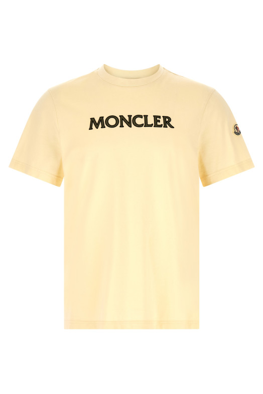 Flocked logo T-shirt Beige