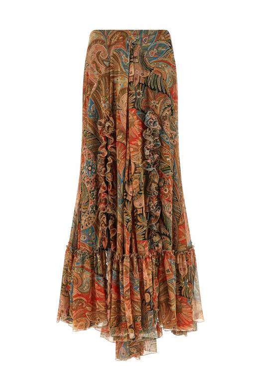 Paisley foliage skirt orange