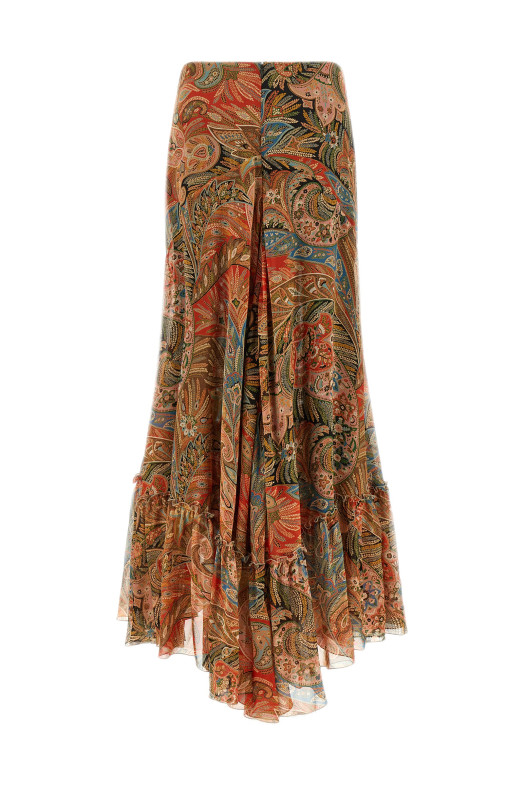 Paisley foliage skirt orange