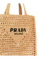 Logo woven fabric shopping bag Beige