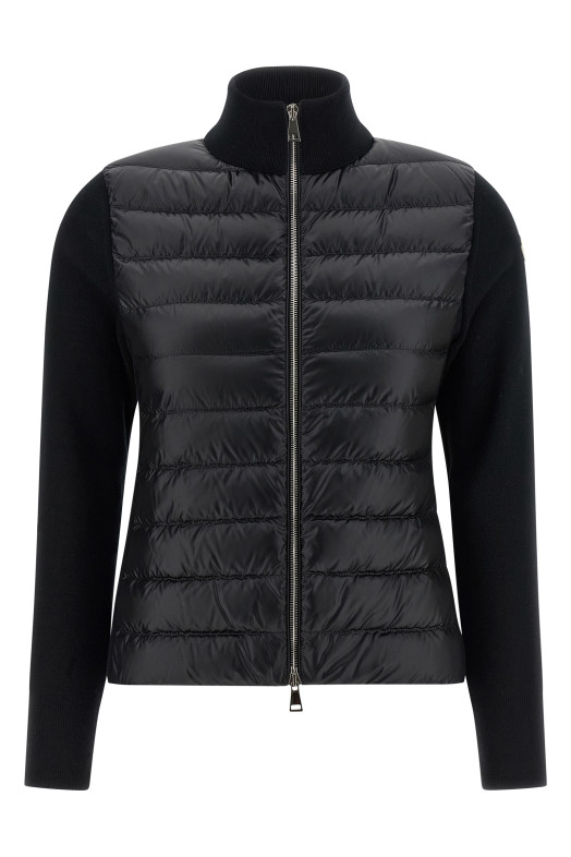 Two-material cardigan Black