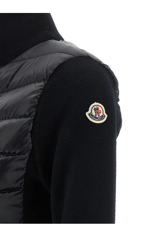 Two-material cardigan Black