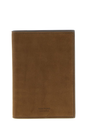 Nubuck leather passport holder Brown