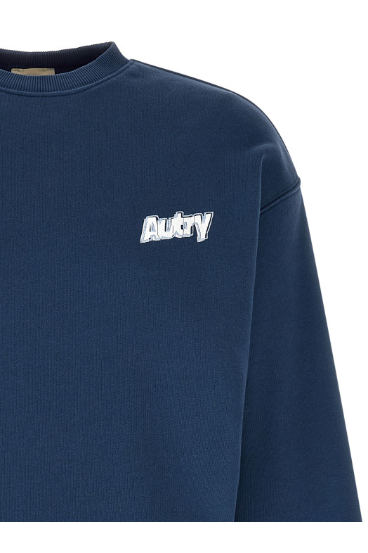 Logo print embroidery sweatshirt Blue