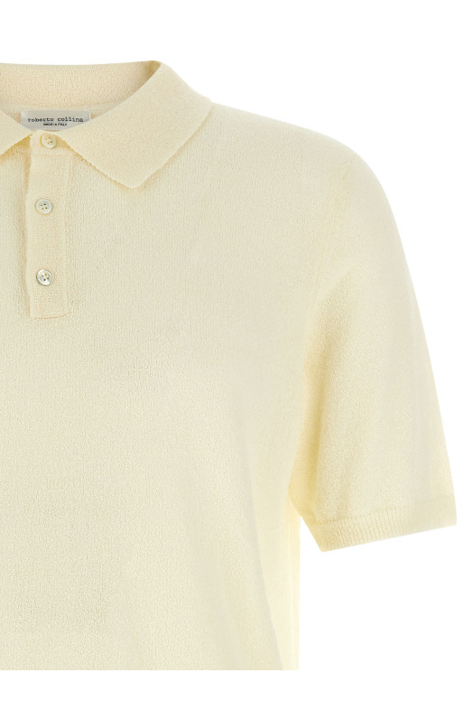 Spongy effect polo shirt Beige
