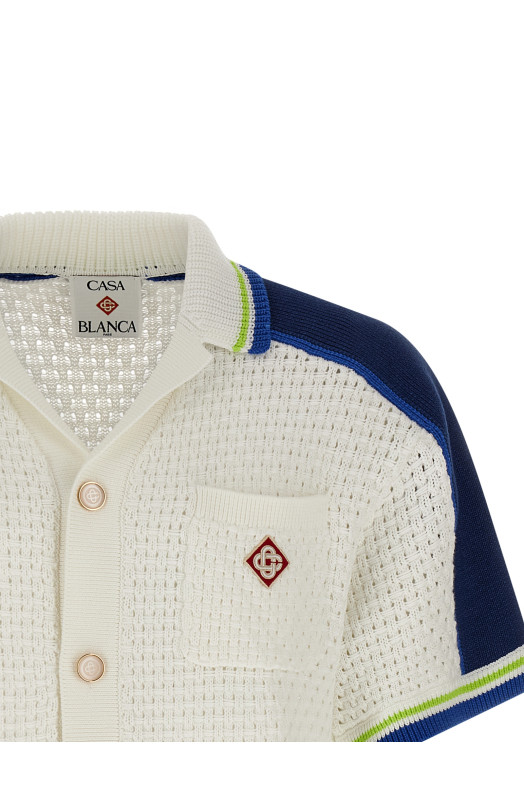 'Tennis Cotton Crochet' shirt White