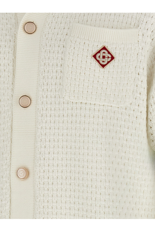 'Tennis Cotton Crochet' shirt White