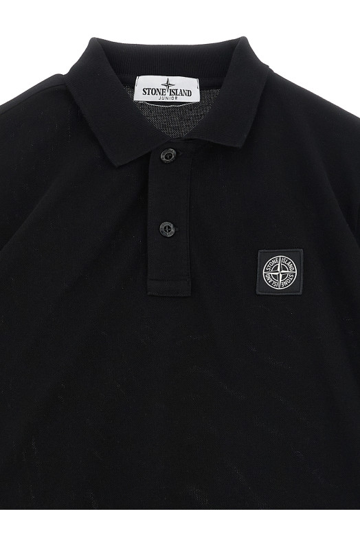 'Compass' logo polo shirt Black