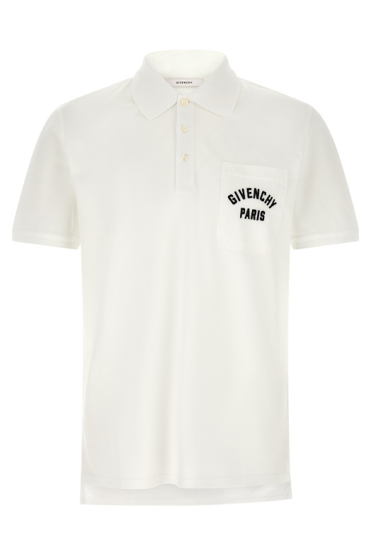 Pocket embroidery polo shirt White